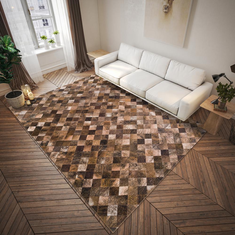 Laredo Brown Animal Patchwork 8' x 10' Area Rug Brown ALR32. Picture 1