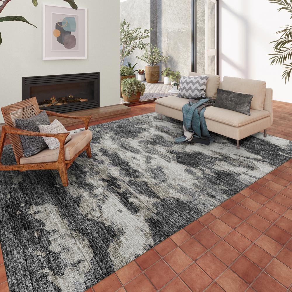 Indoor/Outdoor Accord AAC36 Black Washable 9' x 12' Rug. Picture 2