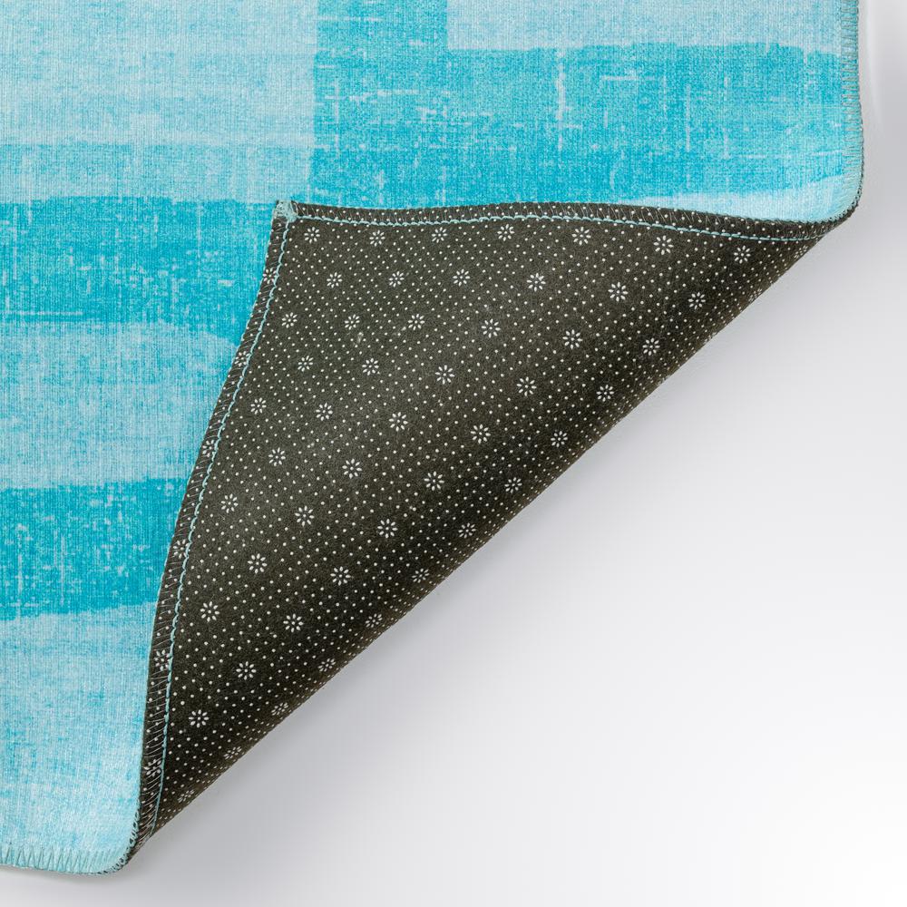 Yuma Turquoise Contemporary Geometric 3' x 5' Area Rug Turquoise AYU34. Picture 4
