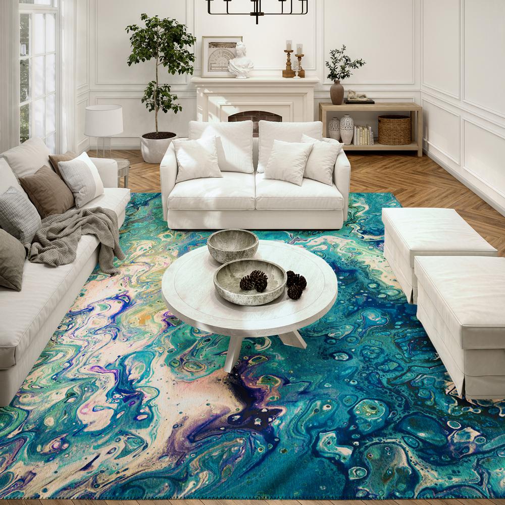 Karina Seaglass Modern Abstract 8' x 10' Area Rug Seaglass AKC34. Picture 1