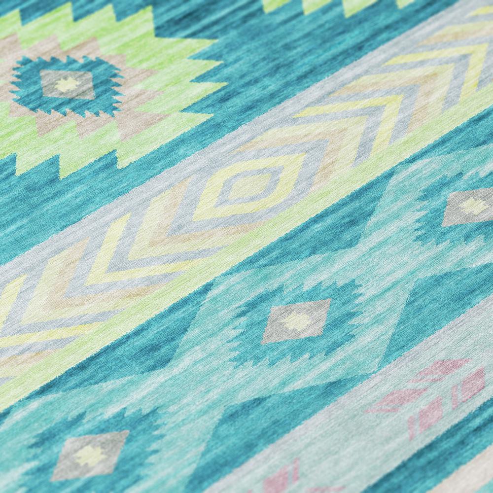 Indoor/Outdoor Sonora ASO33 Peacock Washable 5' x 7'6" Rug. Picture 7