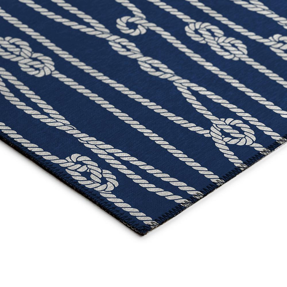 Indoor/Outdoor Harpswell AHP37 Blue Washable 5' x 7'6" Rug. Picture 4