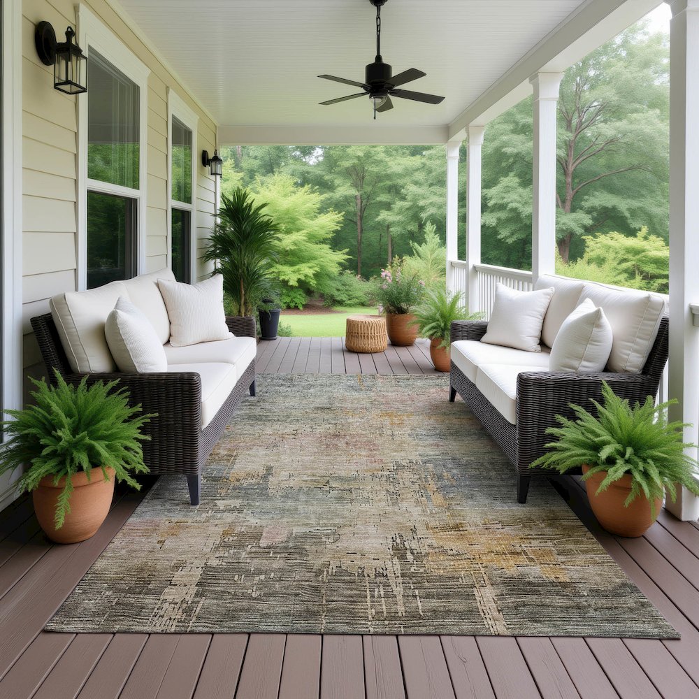 Luxury Washable Indoor/Outdoor Kochi Granite 9' x 12' Rug. Picture 6