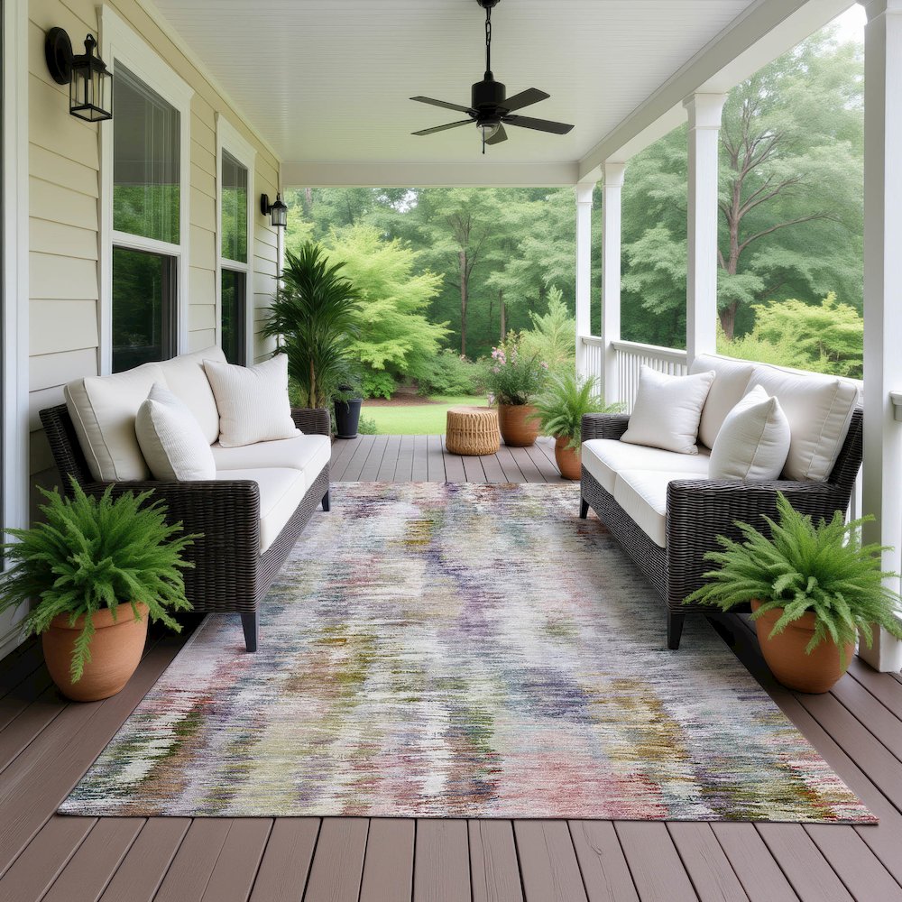 Luxury Washable Indoor/Outdoor Kochi Plum 9' x 12' Rug. Picture 6
