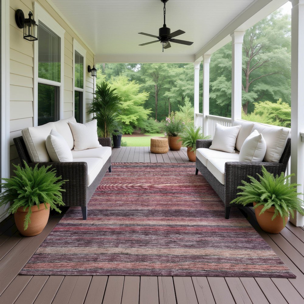 Luxury Washable Indoor/Outdoor Kochi Merlot 9' x 12' Rug. Picture 6
