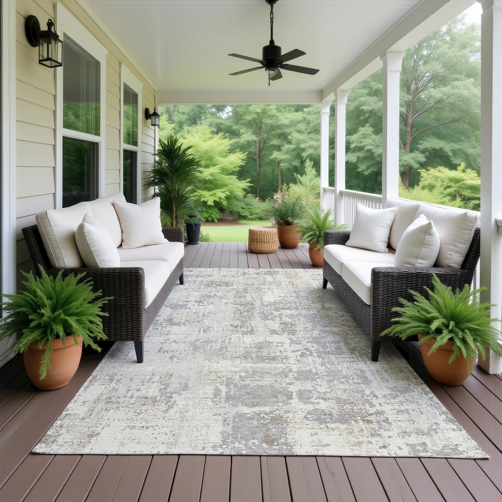 Luxury Washable Indoor/Outdoor Kochi Linen 9' x 12' Rug. Picture 6