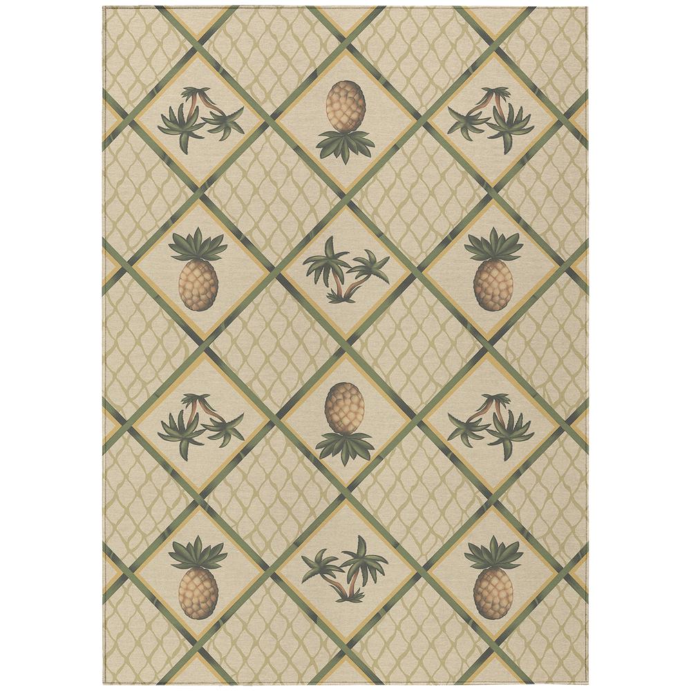 Indoor/Outdoor Kendall KE7 Beige Washable 8' x 10' Rug. Picture 1