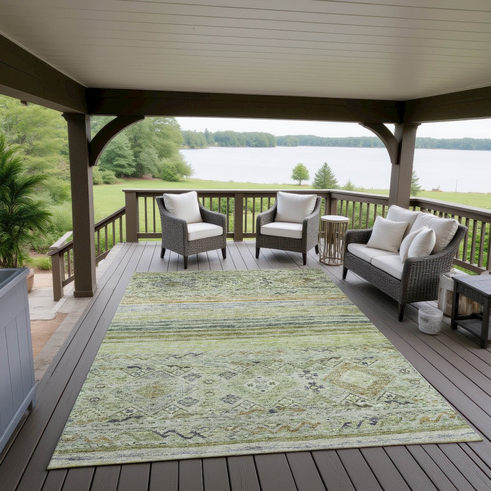 Indoor/Outdoor Karaj Aloe 9' x 12' Rug. Picture 6