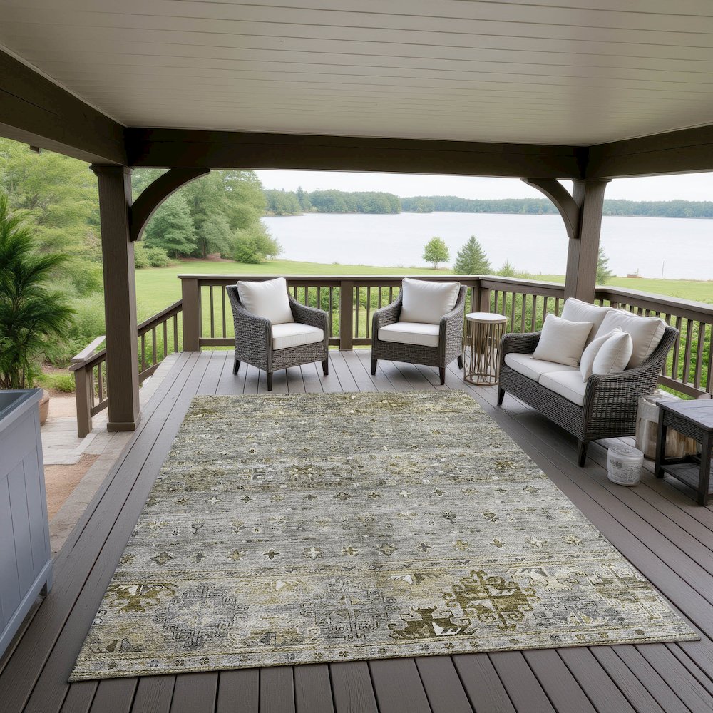 Indoor/Outdoor Karaj Pewter 9' x 12' Rug. Picture 6