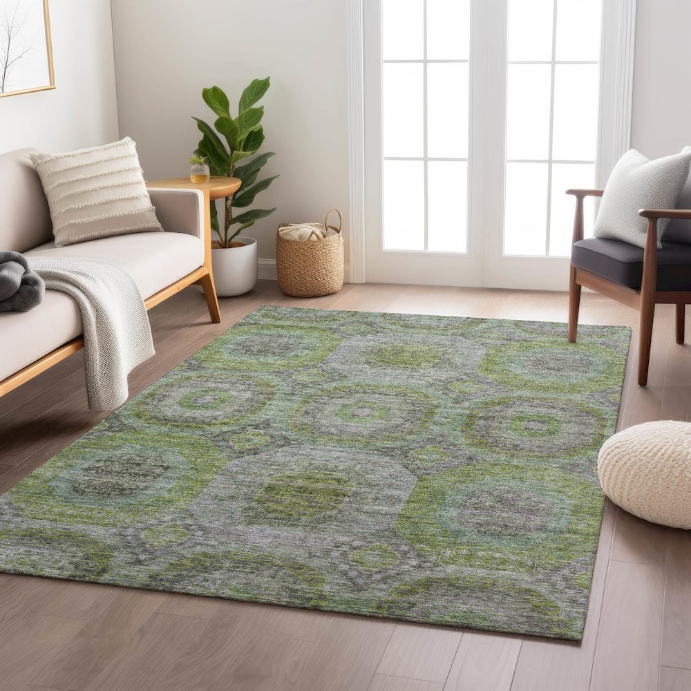 Indoor/Outdoor Karaj Olive 9' x 12' Rug. Picture 5