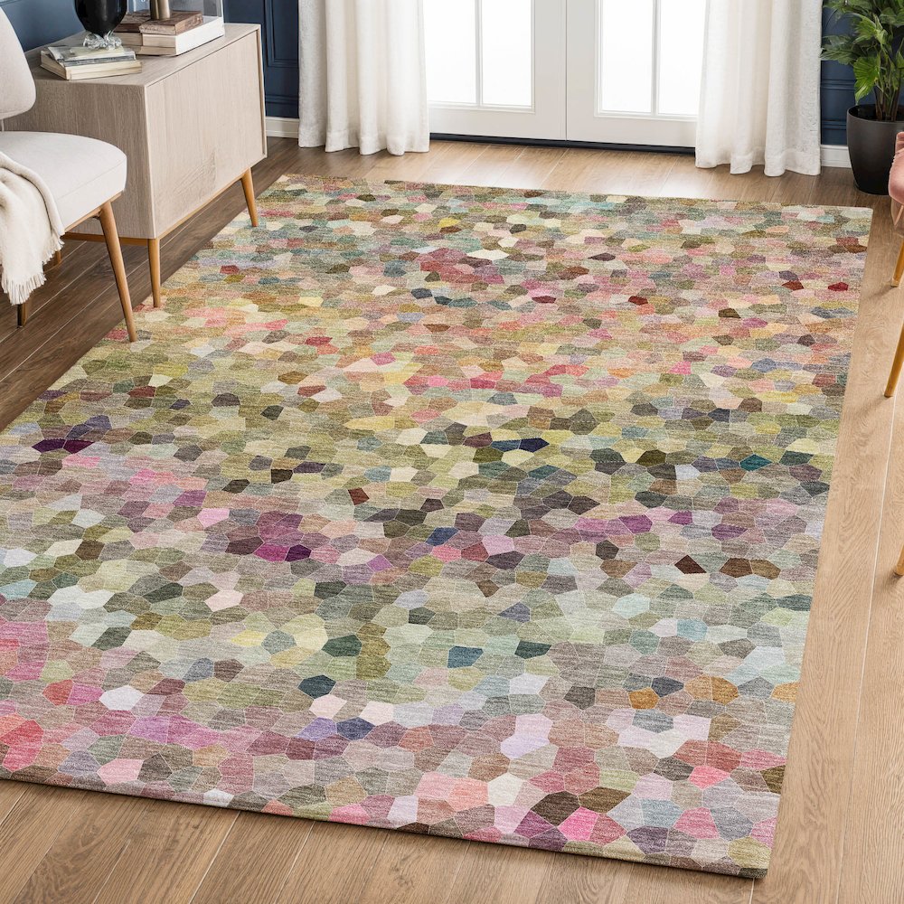 Luxury Washable Indoor/Outdoor Kaleidoscope KL1 Multi 9' x 12' Rug. Picture 5