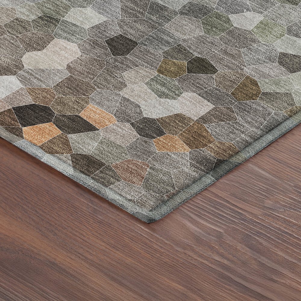 Luxury Washable Indoor/Outdoor Kaleidoscope KL1 Gray 5' x 7'6" Rug. Picture 2