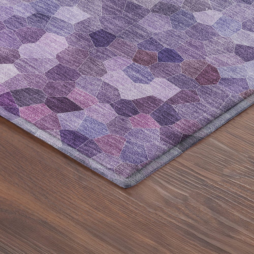Luxury Washable Indoor/Outdoor Kaleidoscope KL1 Purple 5' x 7'6" Rug. Picture 2