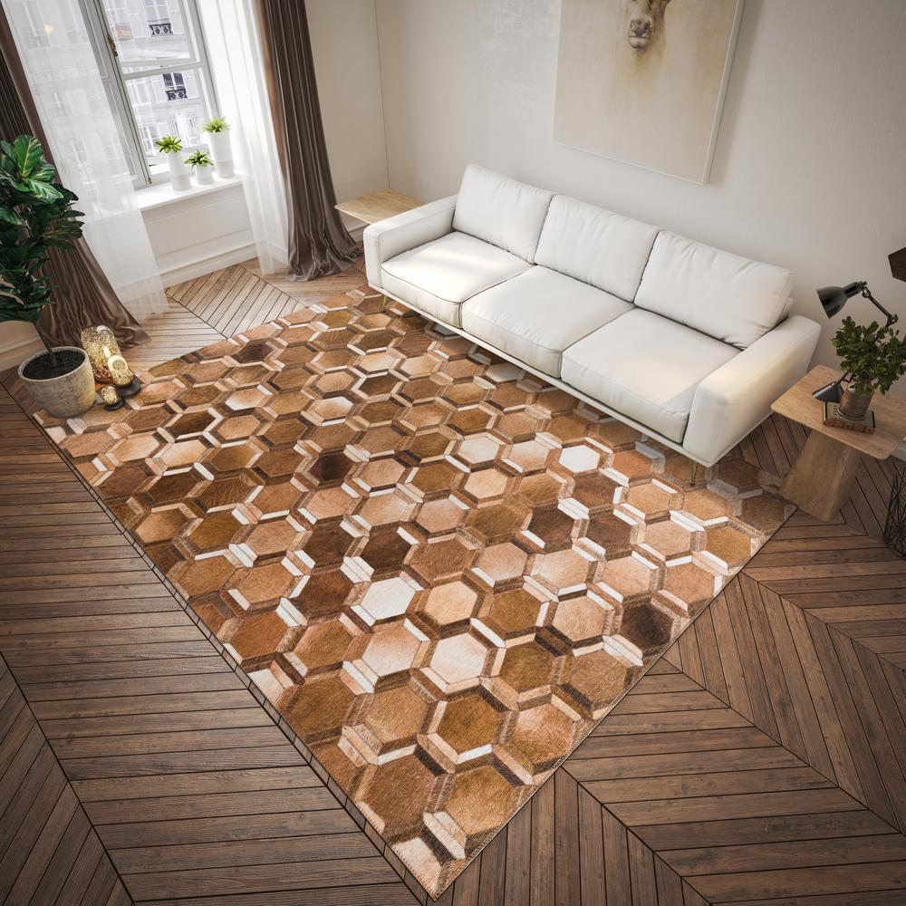 Laredo Brown Animal Patchwork 8' x 10' Area Rug Brown ALR31. Picture 1
