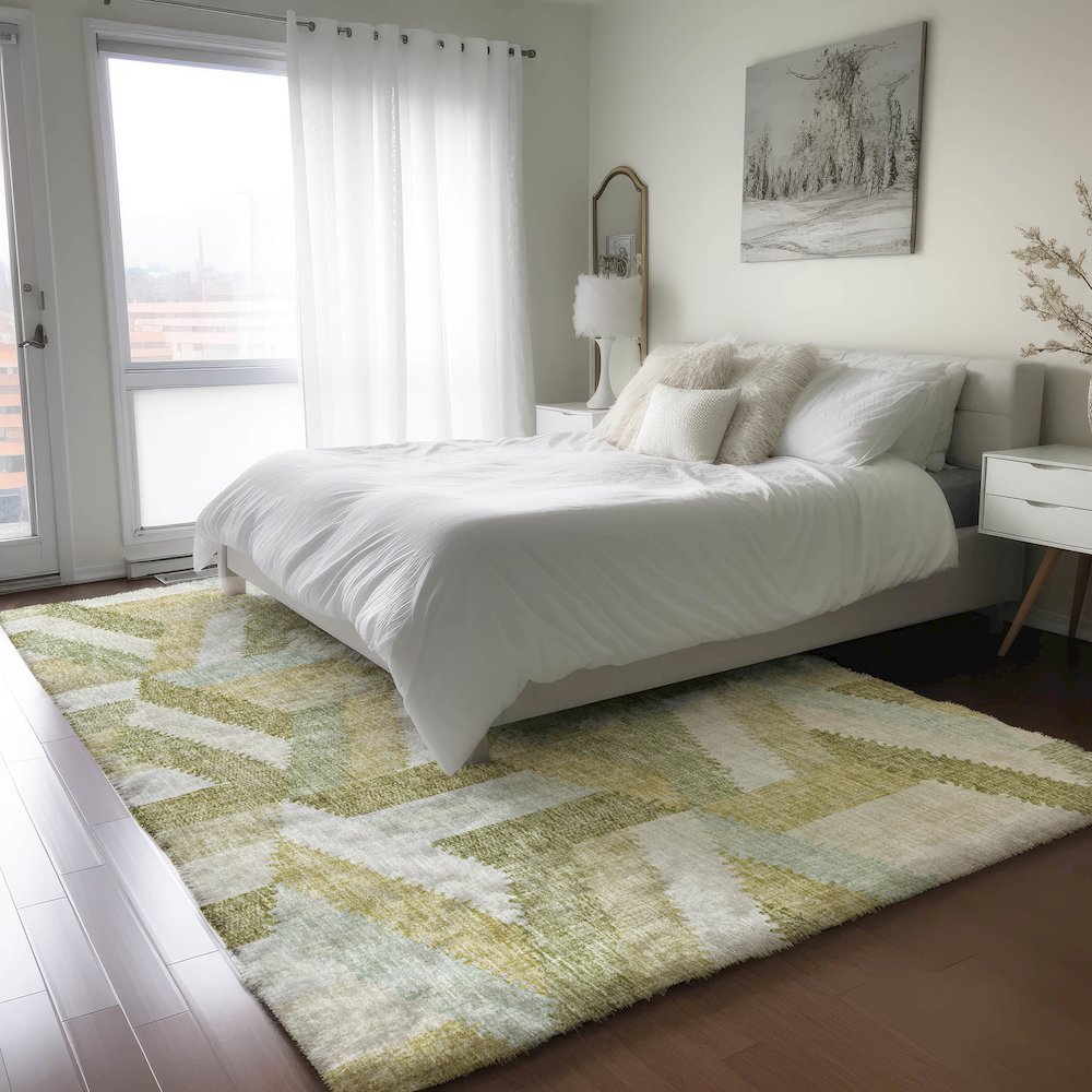 Luxury Washable Lorenzo Aloe 9' x 12' Rug. Picture 5