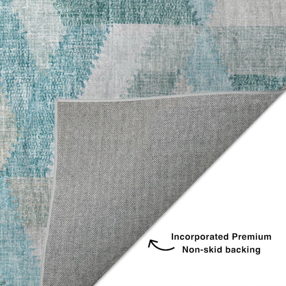 Luxury Washable Lorenzo Teal 5' x 7'6" Rug. Picture 4