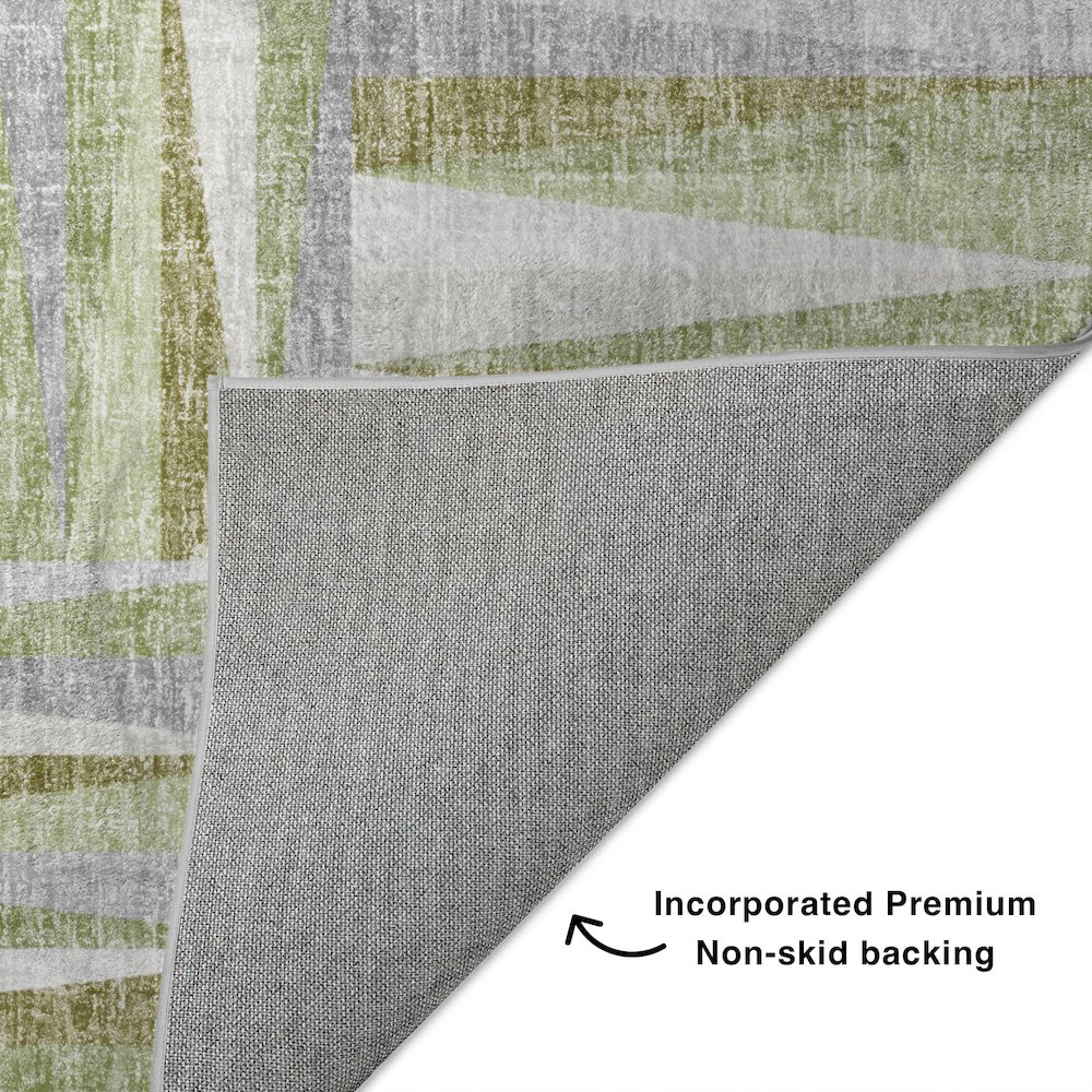 Luxury Washable Lorenzo Green 5' x 7'6" Rug. Picture 4