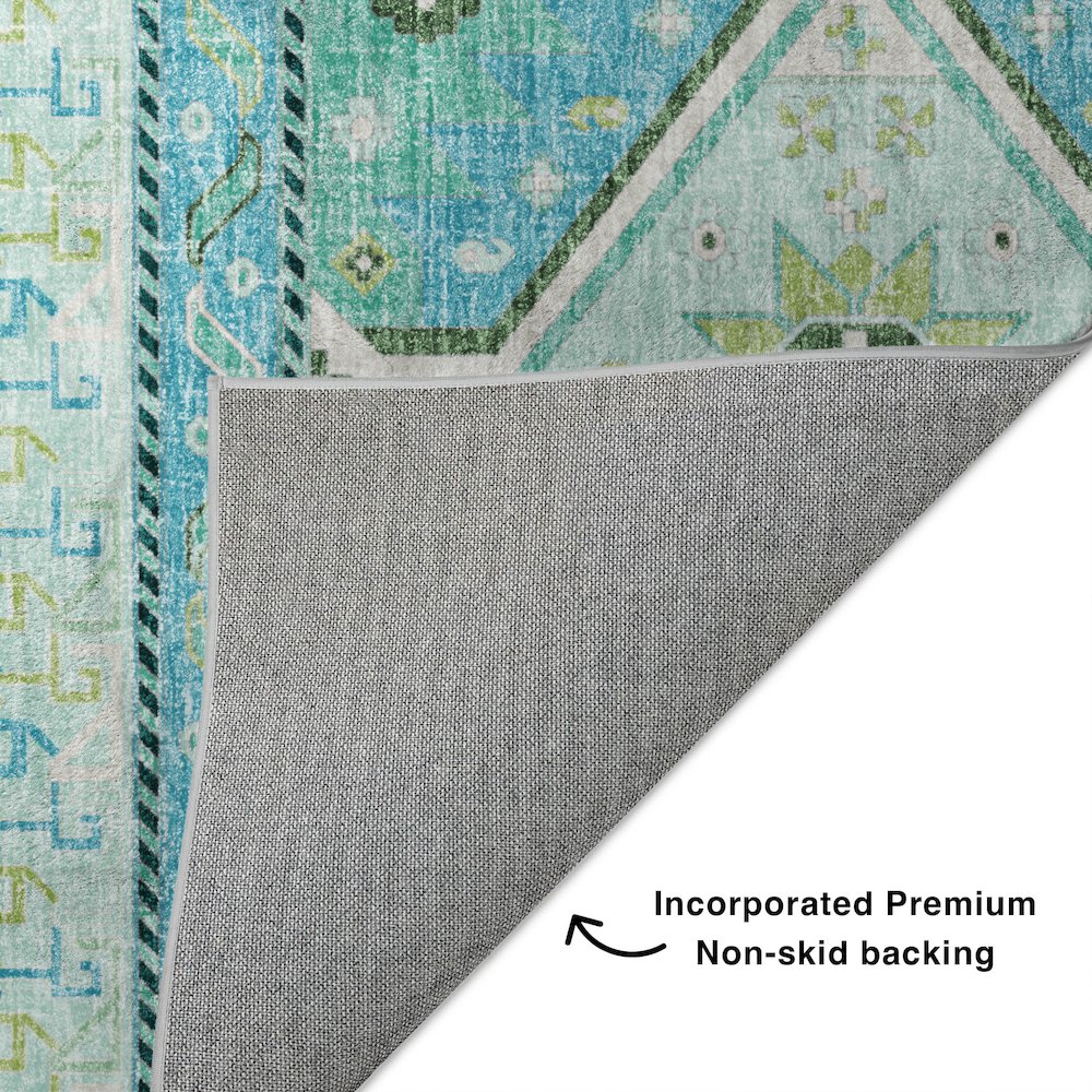 Luxury Washable Lorenzo Mint 5' x 7'6" Rug. Picture 4