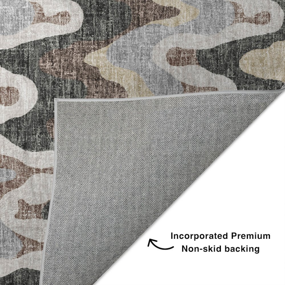 Luxury Washable Lorenzo Charcoal 5' x 7'6" Rug. Picture 4