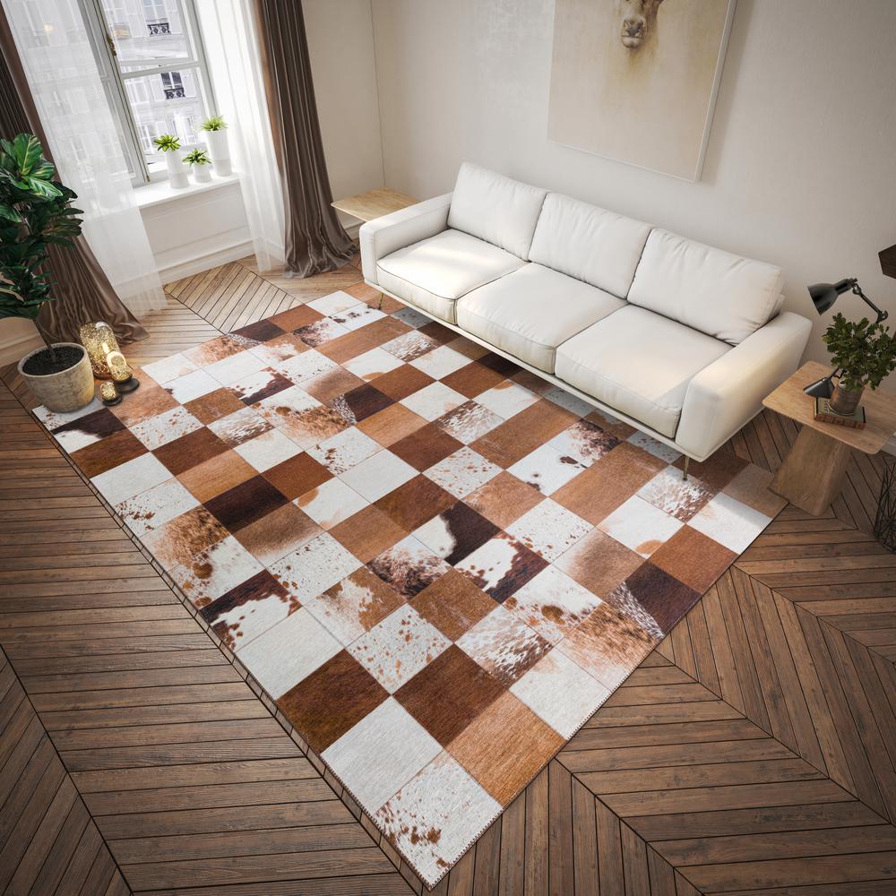 Laredo Brown Animal Patchwork 8' x 10' Area Rug Brown ALR40. Picture 1