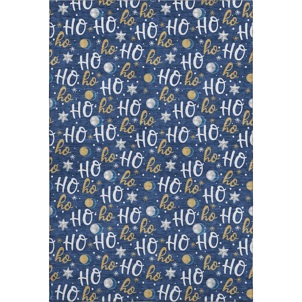 Luxury Washable Indoor/Outdoor Merry & Bright Navy 9' x 12' Rug. Picture 1