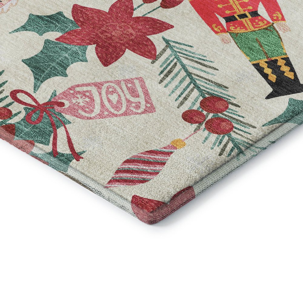 Luxury Washable Indoor/Outdoor Merry & Bright Ivory 5' x 7'6" Rug. Picture 2