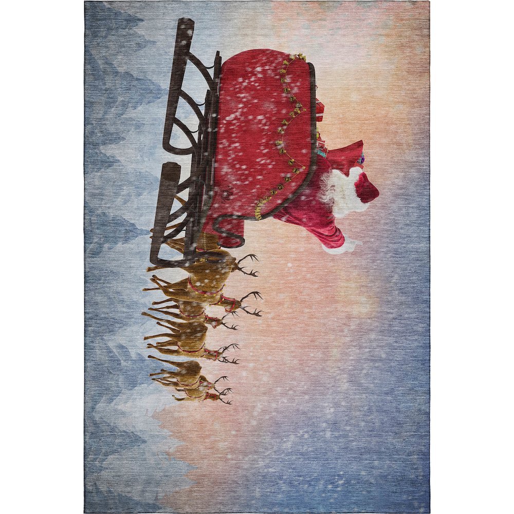 Luxury Washable Indoor/Outdoor Merry & Bright Twilight 9' x 12' Rug. Picture 1