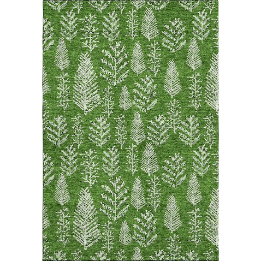 Luxury Washable Indoor/Outdoor Merry & Bright Green 9' x 12' Rug. Picture 1