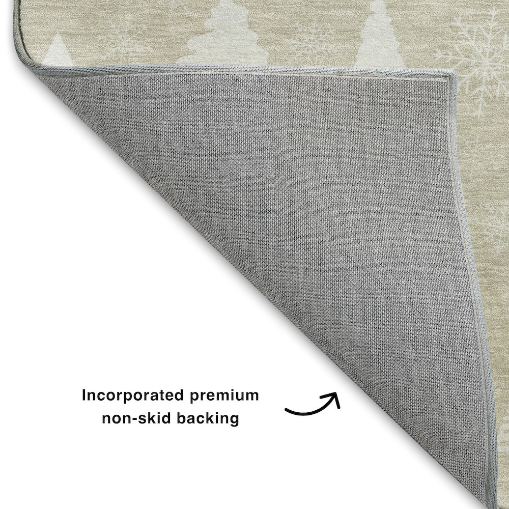 Luxury Washable Indoor/Outdoor Merry & Bright Beige 5' x 7'6" Rug. Picture 4