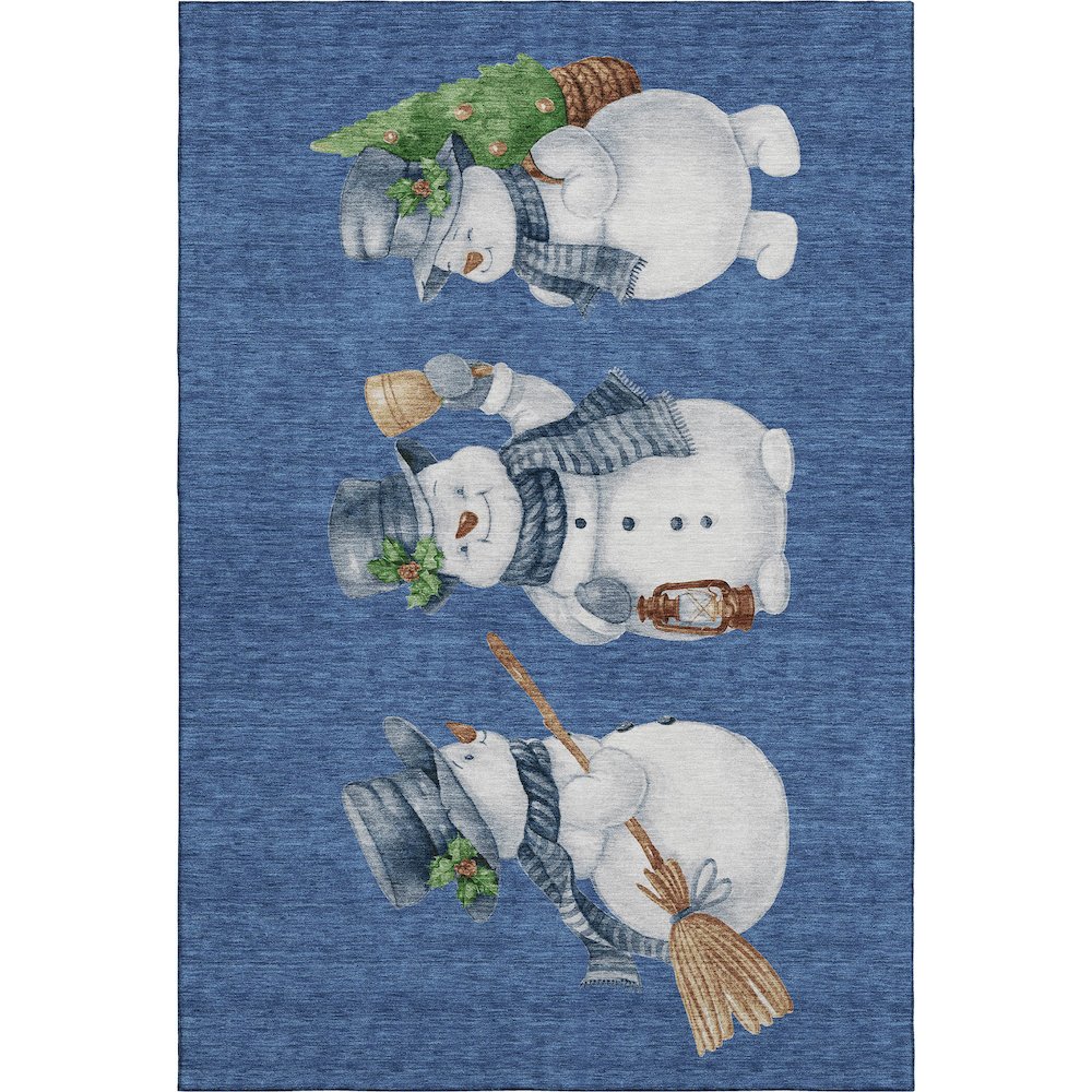 Luxury Washable Indoor/Outdoor Merry & Bright Navy 9' x 12' Rug. Picture 1