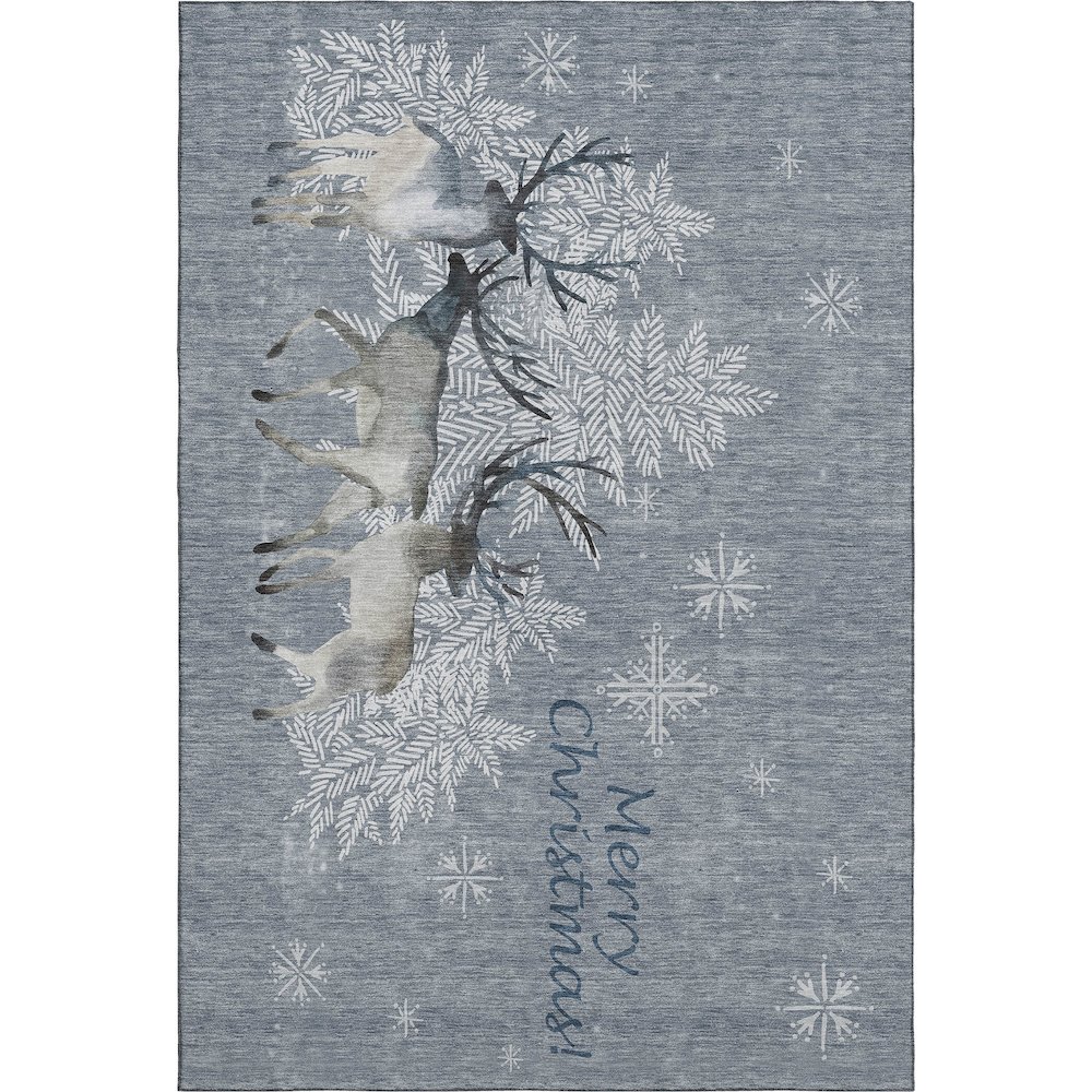 Luxury Washable Indoor/Outdoor Merry & Bright Gray 9' x 12' Rug. Picture 1