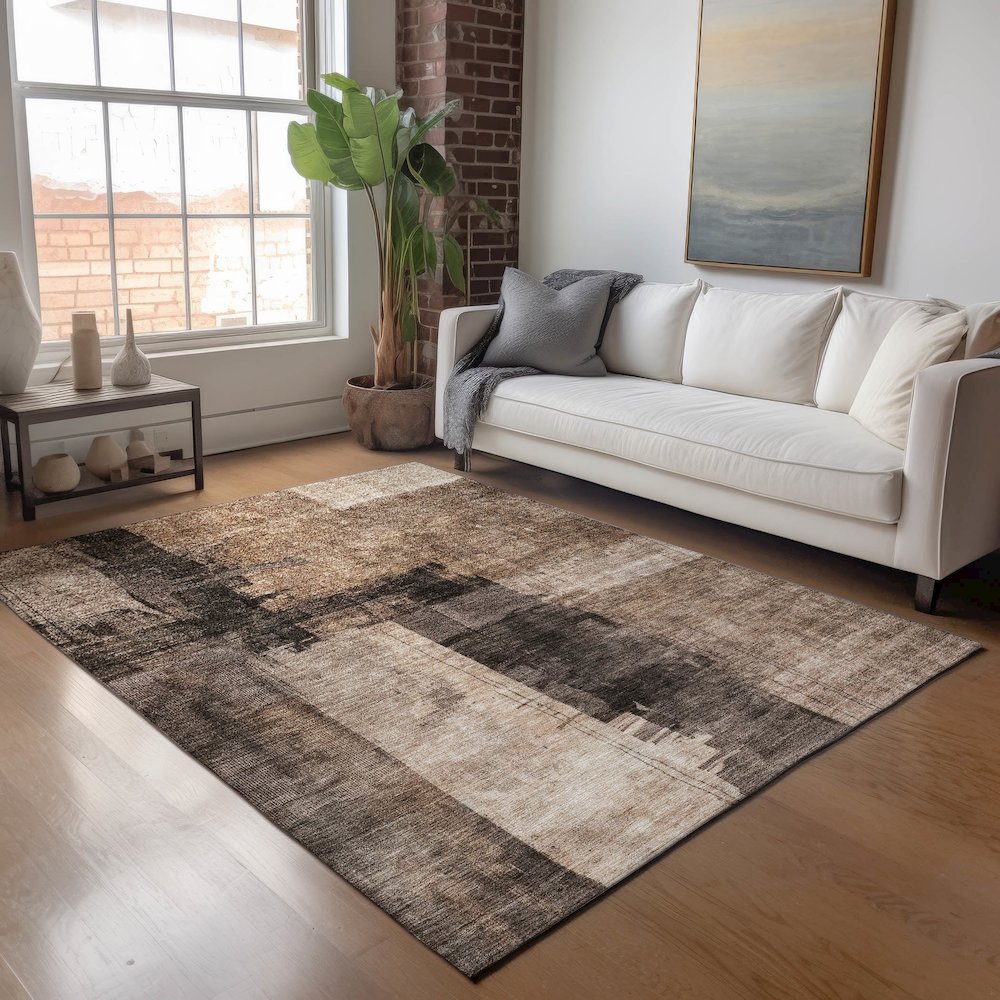 Indoor/Outdoor Nouveau Brown 9' x 12' Rug. Picture 5