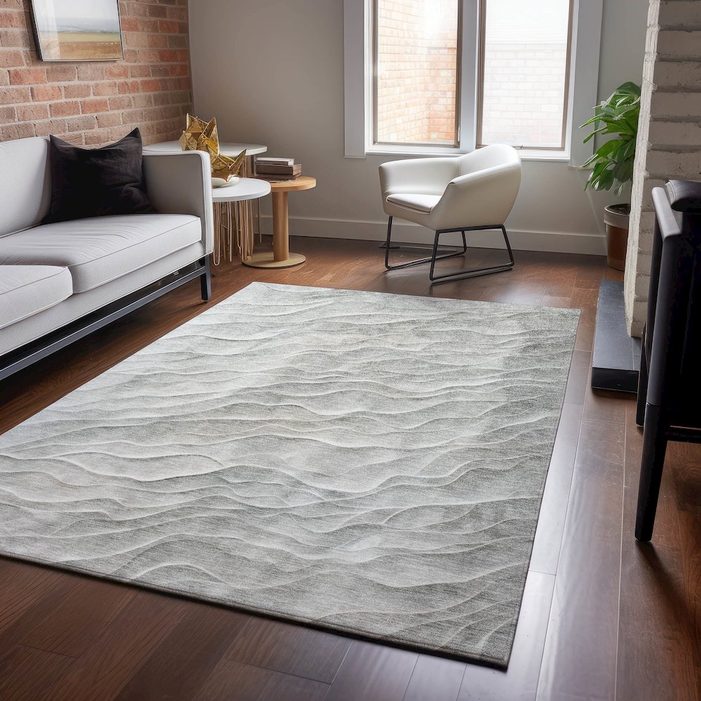 Machine Washable Indoor/Outdoor Pacifica Taupe 9' x 12' Rug. Picture 5