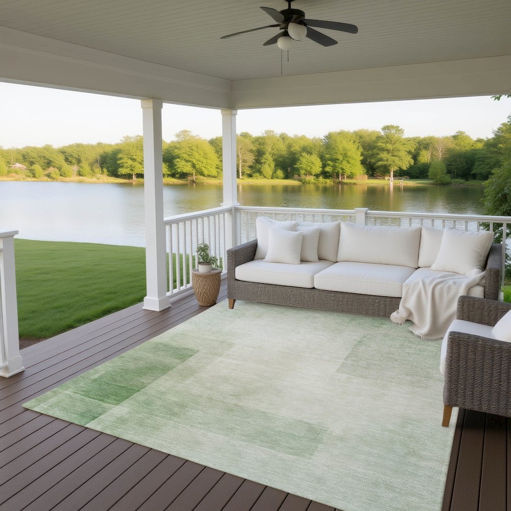 Machine Washable Indoor/Outdoor Pacifica Aloe 9' x 12' Rug. Picture 6