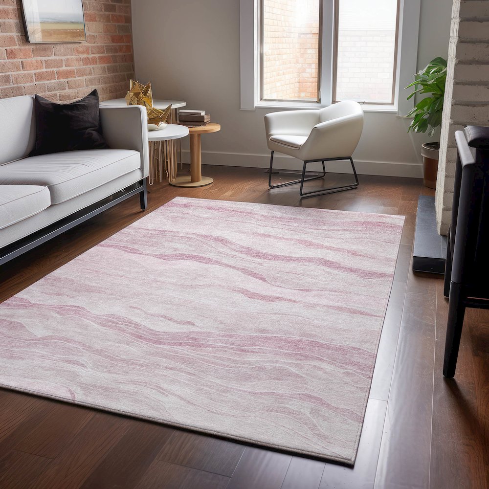 Machine Washable Indoor/Outdoor Pacifica Pink 9' x 12' Rug. Picture 5