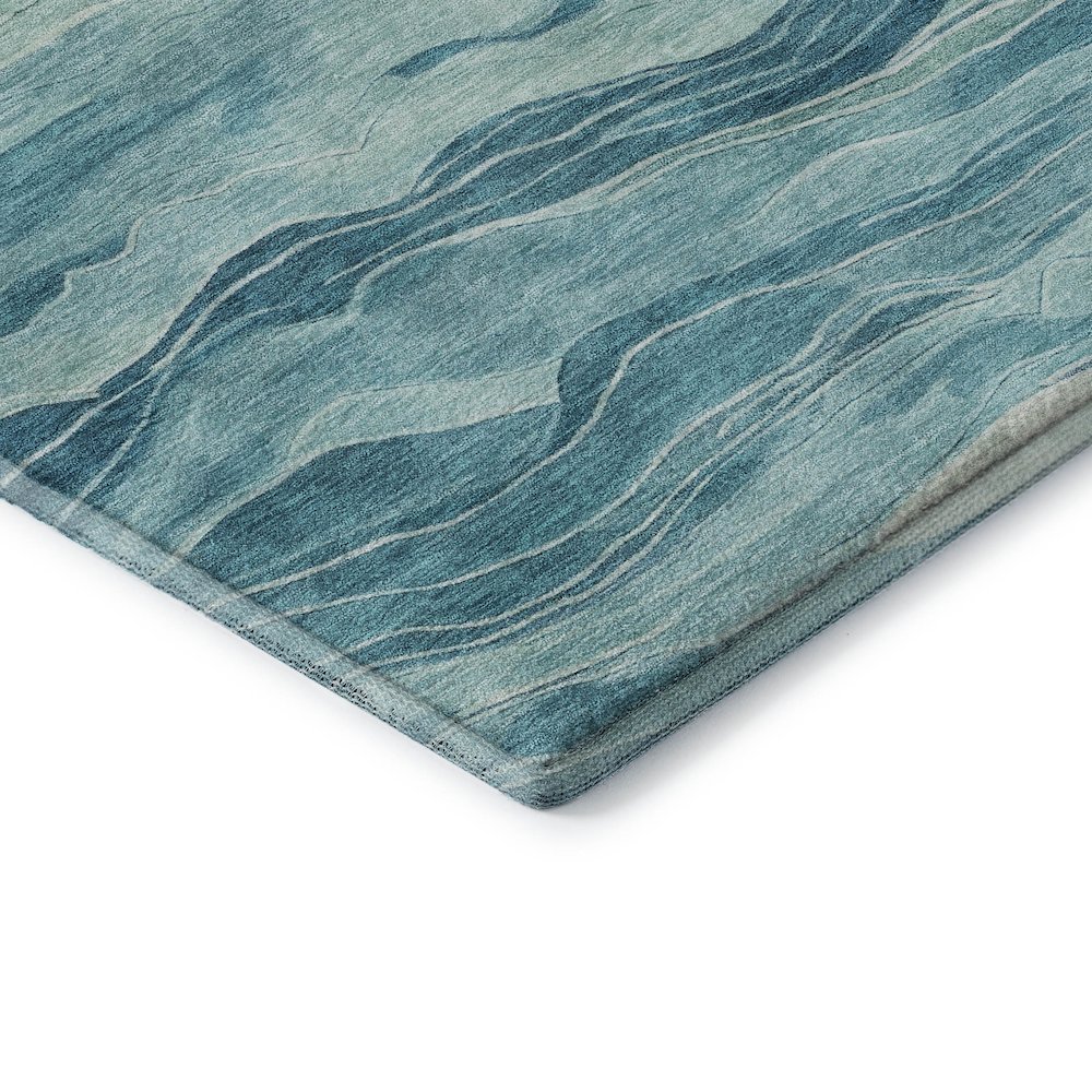 Machine Washable Indoor/Outdoor Pacifica Turquoise 5' x 7'6" Rug. Picture 2
