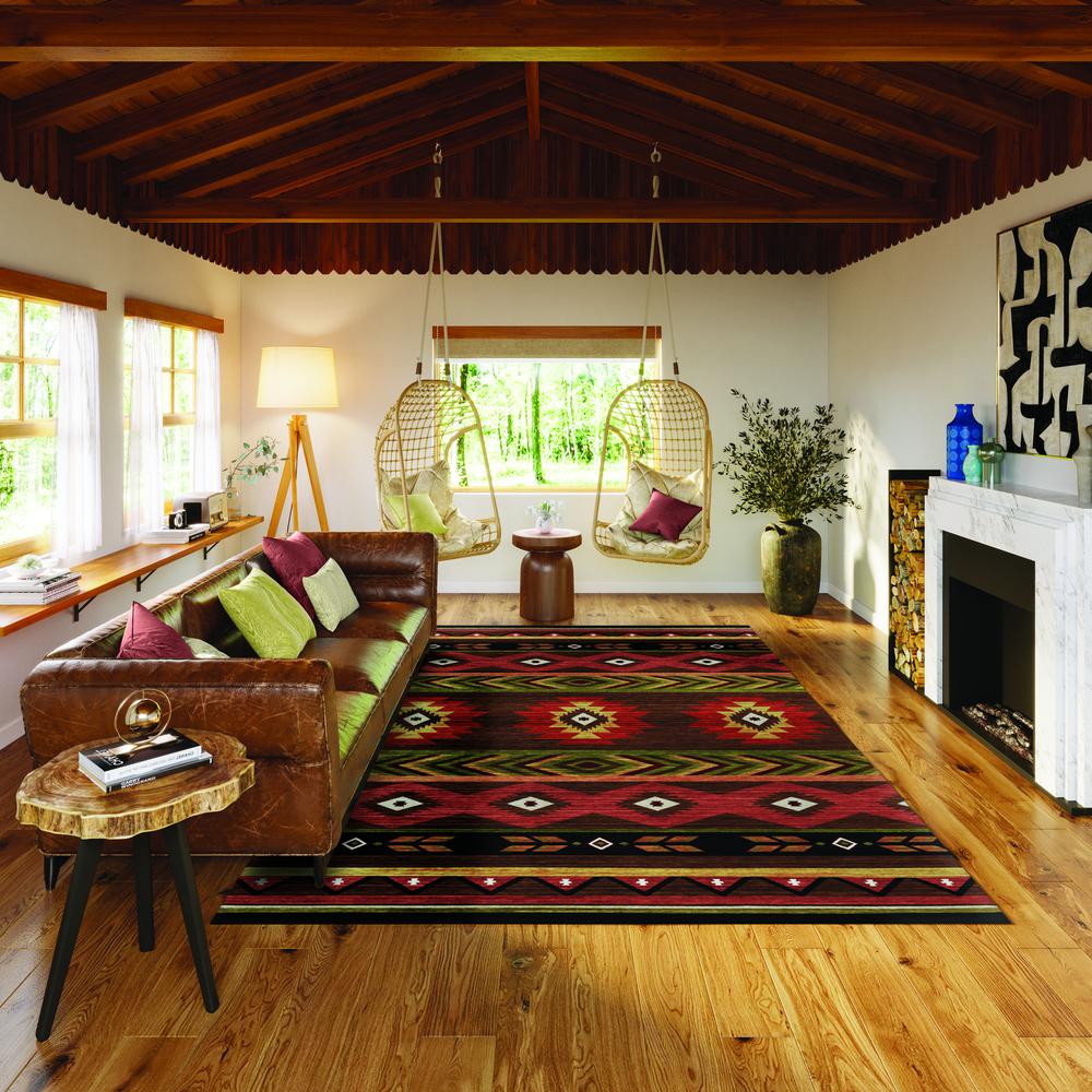 Indoor/Outdoor Sonora ASO33 Brown Washable 9' x 12' Rug. Picture 2