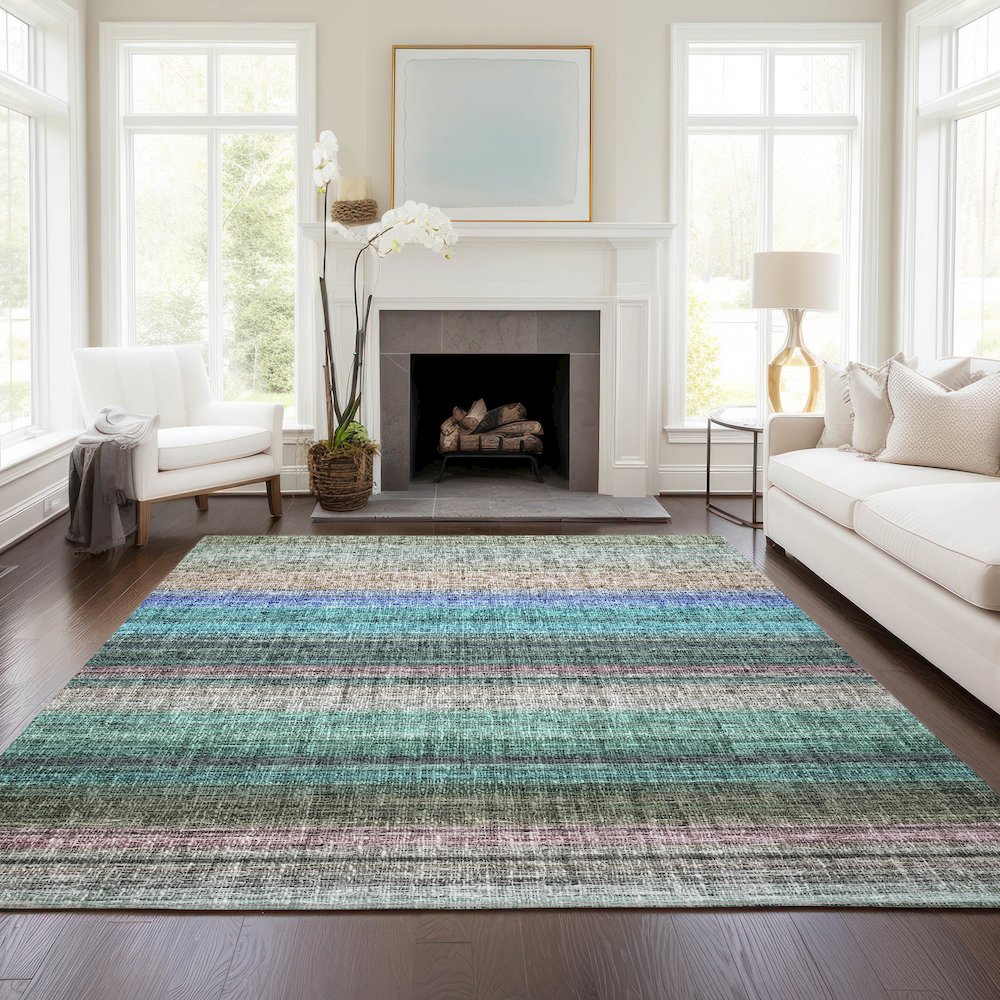 Luxury Washable Indoor/Outdoor Portico Sage 9' x 12' Rug. Picture 5