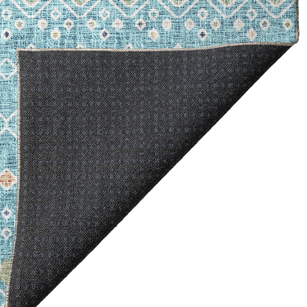 Luxury Washable Indoor/Outdoor Portico Teal 5' x 7'6" Rug. Picture 4
