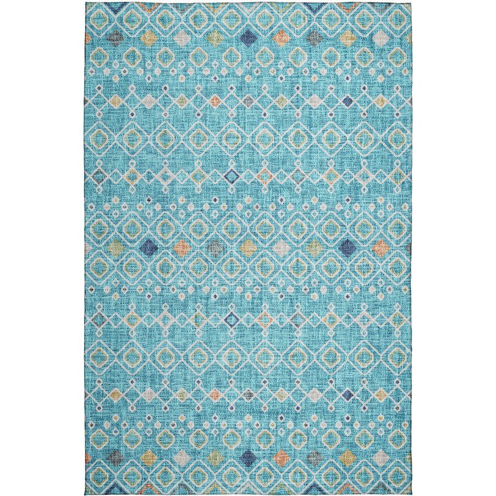 Luxury Washable Indoor/Outdoor Portico Teal 9' x 12' Rug. Picture 1