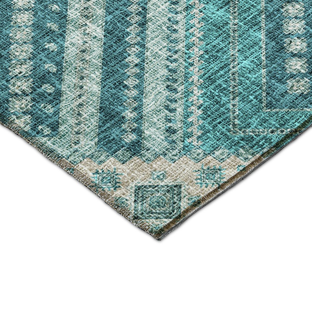Luxury Washable Indoor/Outdoor Portico Teal 5' x 7'6" Rug. Picture 2