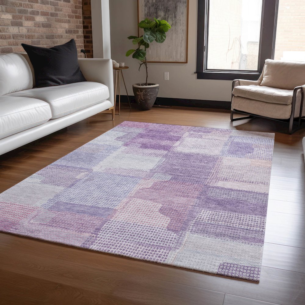 Luxury Washable Indoor/Outdoor Ravenna Lavender 9' x 12' Rug. Picture 5