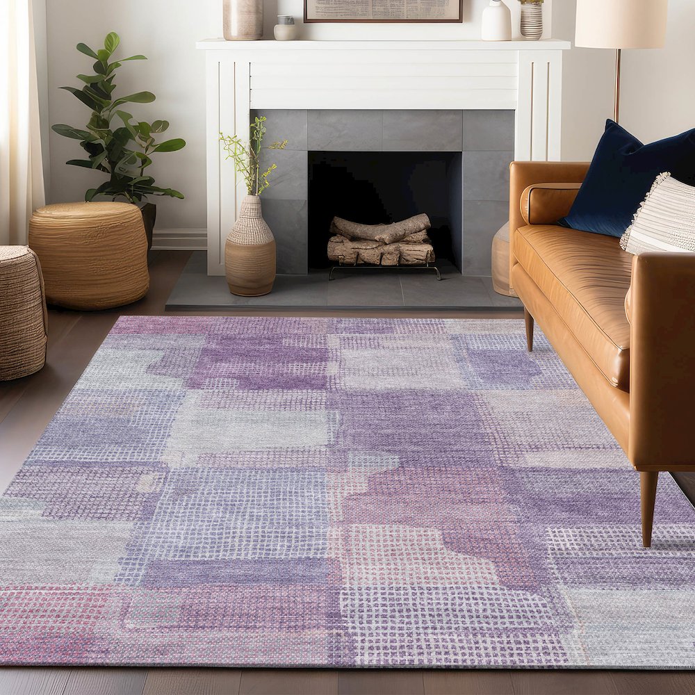 Luxury Washable Indoor/Outdoor Ravenna Lavender 9' x 12' Rug. Picture 6