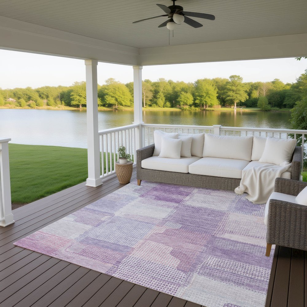 Luxury Washable Indoor/Outdoor Ravenna Lavender 9' x 12' Rug. Picture 7