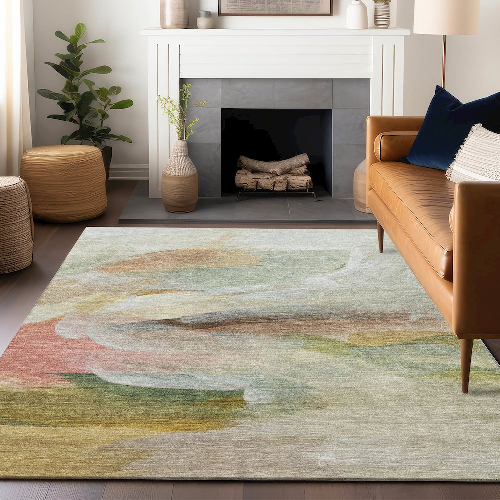 Luxury Washable Indoor/Outdoor Ravenna Linen 9' x 12' Rug. Picture 6