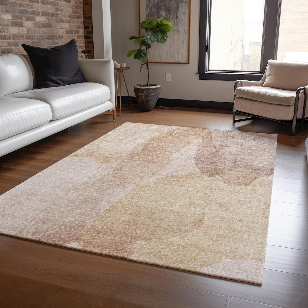 Luxury Washable Indoor/Outdoor Ravenna Coral 9' x 12' Rug. Picture 5