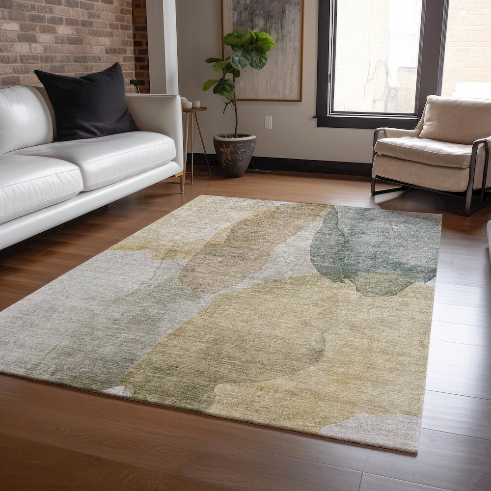 Luxury Washable Indoor/Outdoor Ravenna Wheat 9' x 12' Rug. Picture 5