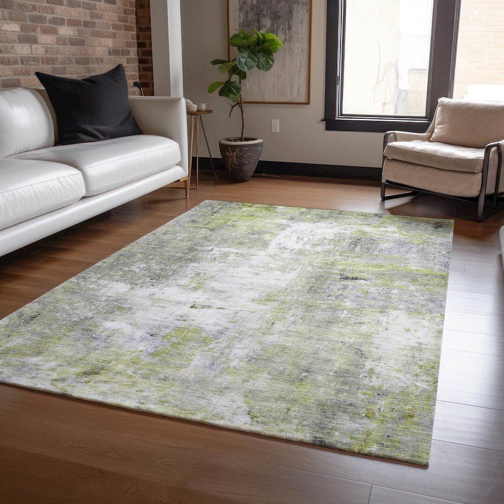 Luxury Washable Indoor/Outdoor Ravenna Aloe 9' x 12' Rug. Picture 5