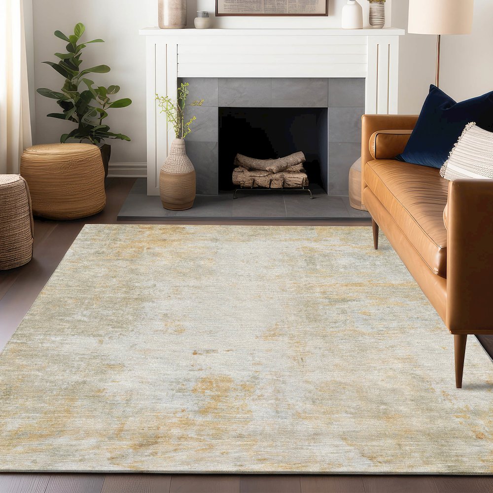 Luxury Washable Indoor/Outdoor Ravenna Linen 9' x 12' Rug. Picture 6