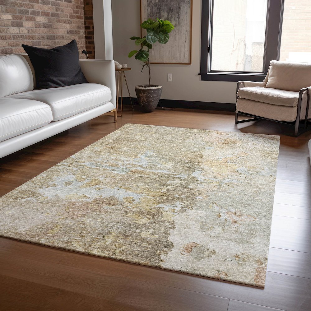 Luxury Washable Indoor/Outdoor Ravenna Khaki 9' x 12' Rug. Picture 5